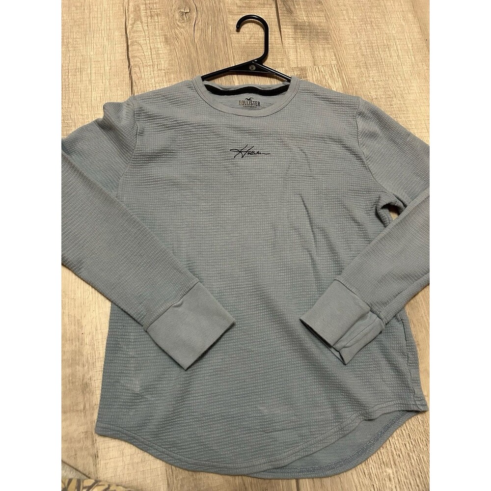 HOLLISTER Top Waffle Knit Cross Front Long Sleeve Soft Cozy Light BLUE - XS
